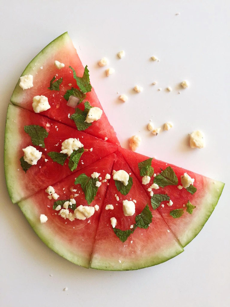 watermelon salad, summer salads, summer recipes, summer foods, watermelon and feta, watermelon and mint
